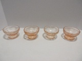 Set - 4 Federal Pink Depression Glass Sharon Pattern Champagne/Tall Sherbets