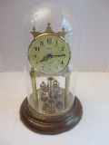 Vintage Sloan Quartz Anniversary Clock w/ Glass Dome & Floral Swag Face