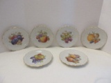 6 Schumann Porcelain Bavaria Germany Various Fruit & Nut Pattern Plates