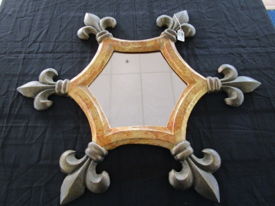 Fleur De Lis 6 Pointed Metal Gilted Wall Mounted Mirror