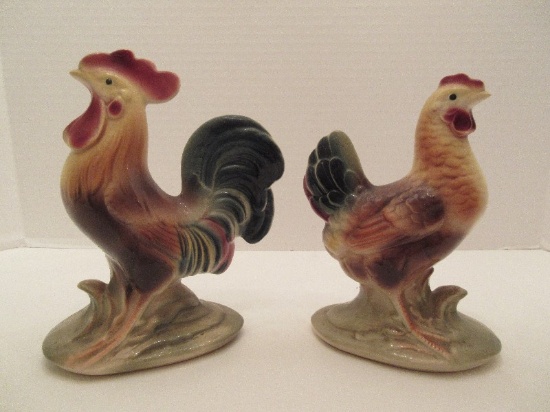Pair - Vintage Royal Windsor 'Copley Figural Rooster & Hen Rooster