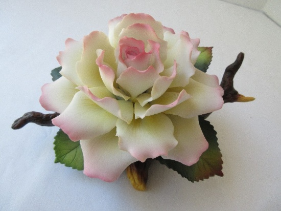 Andreas Flowers Collection Porcelain Art Dusty Rose on Branch Hand Painted in Original Box