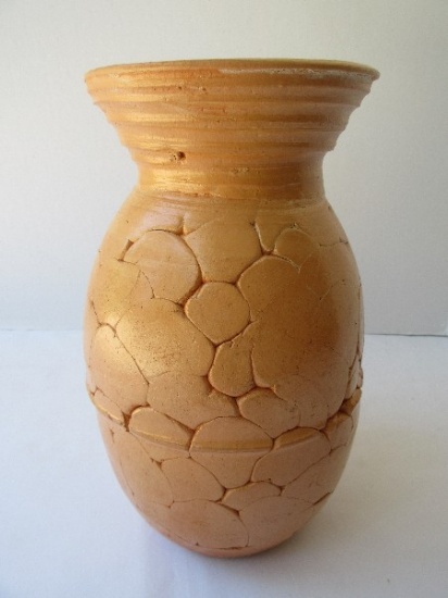 Southern Pottery Vase w/ Flared Rim S.C. Local Artist Signed Textured Design