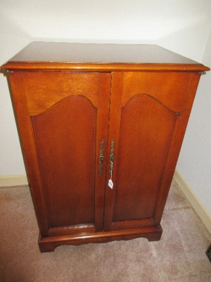 Storage Cabinet w/ Double Arched Panel Doors w/ Fitted Interior Shelves on Bracket Feet