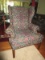 Wing Back Arm Chair Curled Arms Pin Sides, Wood Feet Floral Upholstered Motif