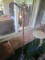 Tall Metal Column Torchiere Lamp, Column Body, Ornate/Floral Curled Top