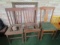 Lot - 3 Wooden Chairs, 2 Slat Back Missing Upholstered Seats 37