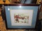 Horse & Sleigh Winter/X-Mas Scene Stitch Art in Dark Wood Frame/Matt