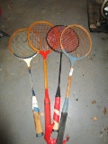 4 Wooden Badminton Rackets Various Brands, Challenger, Yabane, Etc.