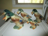 5 Ceramic Mallard Ducks