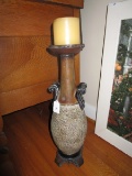 Wide-To-Narrow Body Raised Votive Candle Holder w/ Handles Antique Design