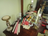 Lot - Raised Candle Holders Various/Misc. Designs/Sizes w/ Candles Various Types