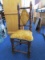 Early Wooden Child's Chair w/ Orange Upholstered Seat/Diamond Back