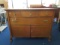 Vintage Wooden Dresser, 4 Drawers, 2 Hutch Doors, Curved/Bow Top, Bow Drawer, Curved Feet