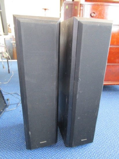 Pair - Technics Black Wood Floor Speakers