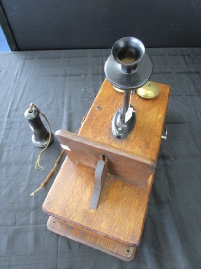 Vintage/Antique The Dean Electric Co. Wall Mounted Telephone in Wooden Case