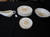 Golden Wheat 22k Gold Ceramic Lot - 7 Plates 9 1/4
