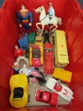 Vintage Toy Lot - Hillbilly Kiddie Fire Truck, Mach 5 Car, Horse/Cowboys Vintage Hess Truck