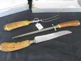 E. Knecht & Co. Solingen Ceramic Rustfrei Meat Fork, Carving Knife, Blade Sharpener