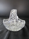 Crystal Glass Basket Prescut/Diamond Cut Design, Star-Cut Base