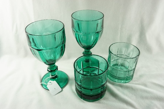 1970's Gibralter Water Goblets w/ Tartan Juice Tumblers