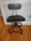 Industrial Style Metal Frame Chair w/ Wooden Adjustable Back/Seat