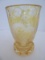 Bohemian Art Glass Topaz Etched-To-Clear Footed Vase Classic Design