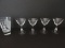 4 Crystal Sherry Multi-Faceted Stems w/ Etched Flower/Foliate Design 4 5/8