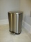 Rectangular Brushed Stainless Steel Finish Waste Can w/ Step-Pedal & Soft-Close Lid