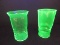 2 Depression Green Uranium Glass Tumblers