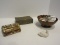 Lot - Embossed Brass Chinese Dragons/Symbols Design Hinged Box Teak Wood Lined