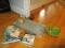Lot - Cat Nip Toys, Tin Cat Candle Holder, Books, Galvanized Wall Accent
