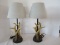 Pair - Mossy Oak Faux Deer Antler Accent Lamps on Wood Tone Design Base