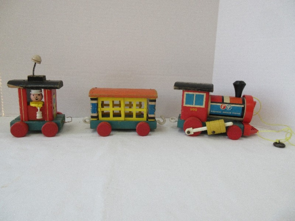 vintage fisher price wooden train