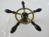 Vintage Brass & Wood Nautical Ships Wheel Too Cool