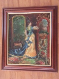 Genteel Victorian Woman Looking in Cheval Mirror