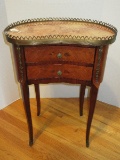 French Inspired Ormolu Style Kidney Shape Side Table w/ Marble Top