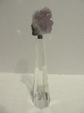 Light Colored Amethyst Geode Mounted on Crystal Tapered Stand