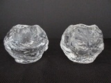 Pair - Kosta Boda Snowball Votive Candle Holders Designed by Ann Wolff