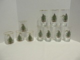 Glassware 7 Spode Christmas Tree Pattern Highball Gold Trim 12oz. 6 1/4