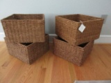 Set - 4 Pottery Barn Samantha Square Accent Baskets Wire Frame