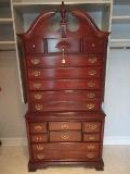 Exceptional Cherry Chippendale Style Bonnet Top Chest on Chest