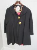 An Original Milly Black Ladies Jacket Brass Tone Designer Buttons Combo-Silk Lining