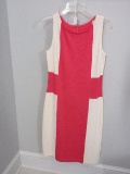 St. John Collection Knit Lipstick Pink/White Dress