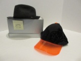 Lot - Puma Sophia Webster Pearl Hat Fiery Coral Visor & Neiman Marcus 100% Wool Hat