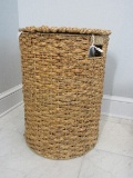 Woven Laundry Basket w/ Liner & Lid Metal Frame