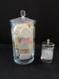 Apothecary Jar Panel Design w/ Lid & Scented Soaps Approx. 13 1/2