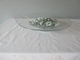 Art Glass Free Form Console Bowl w/ Decorative Pebbles