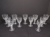11 Pieces - Heisey Signed Depression Clear Glass Puritan Colonial Pattern