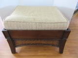 Ottoman w/ Cushion Top Mahogany Finish & Woven Herringbone Trim